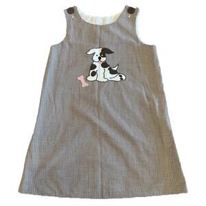 Kelly’s Kids Girls Sz Small 5T/6T Puppy Dog Dress Embroidered Sheath Top Button